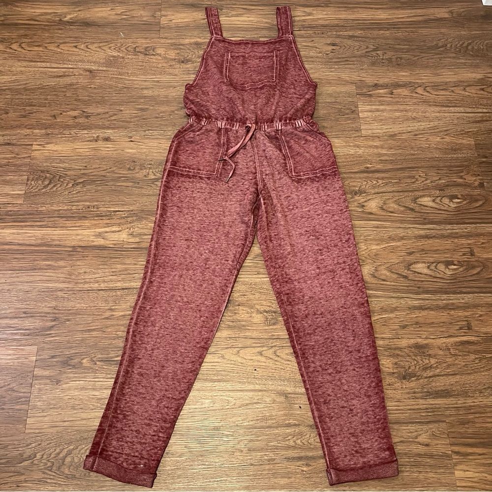 Pink Rose Jumper Jumpsuit Romper Heathered Burgandy size Medium - Picture 2 of 11
